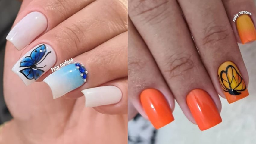 10 Unhas Decoradas Com Borboletas, Incluindo Vídeo Aula Pra Você Copiar 🦋