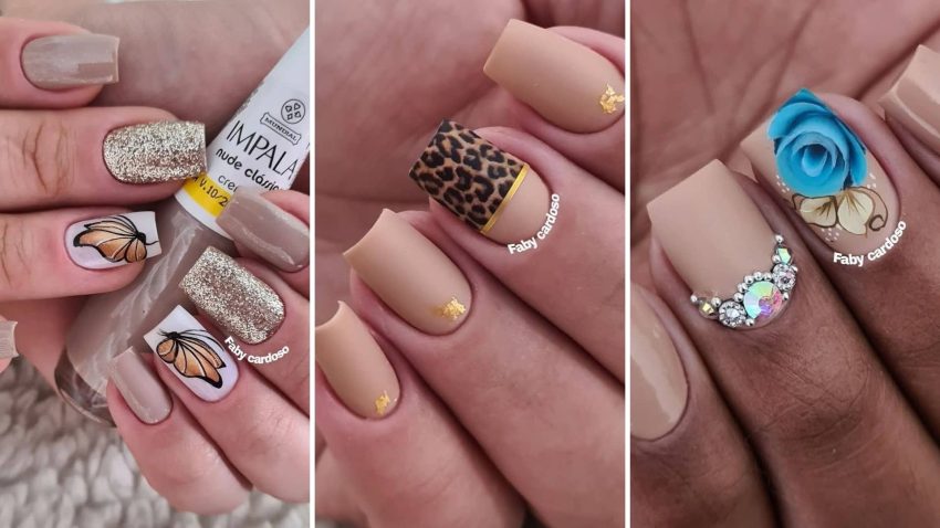 Unhas Com Esmaltes Nudes E Decoradas De Jeitos Diferentes